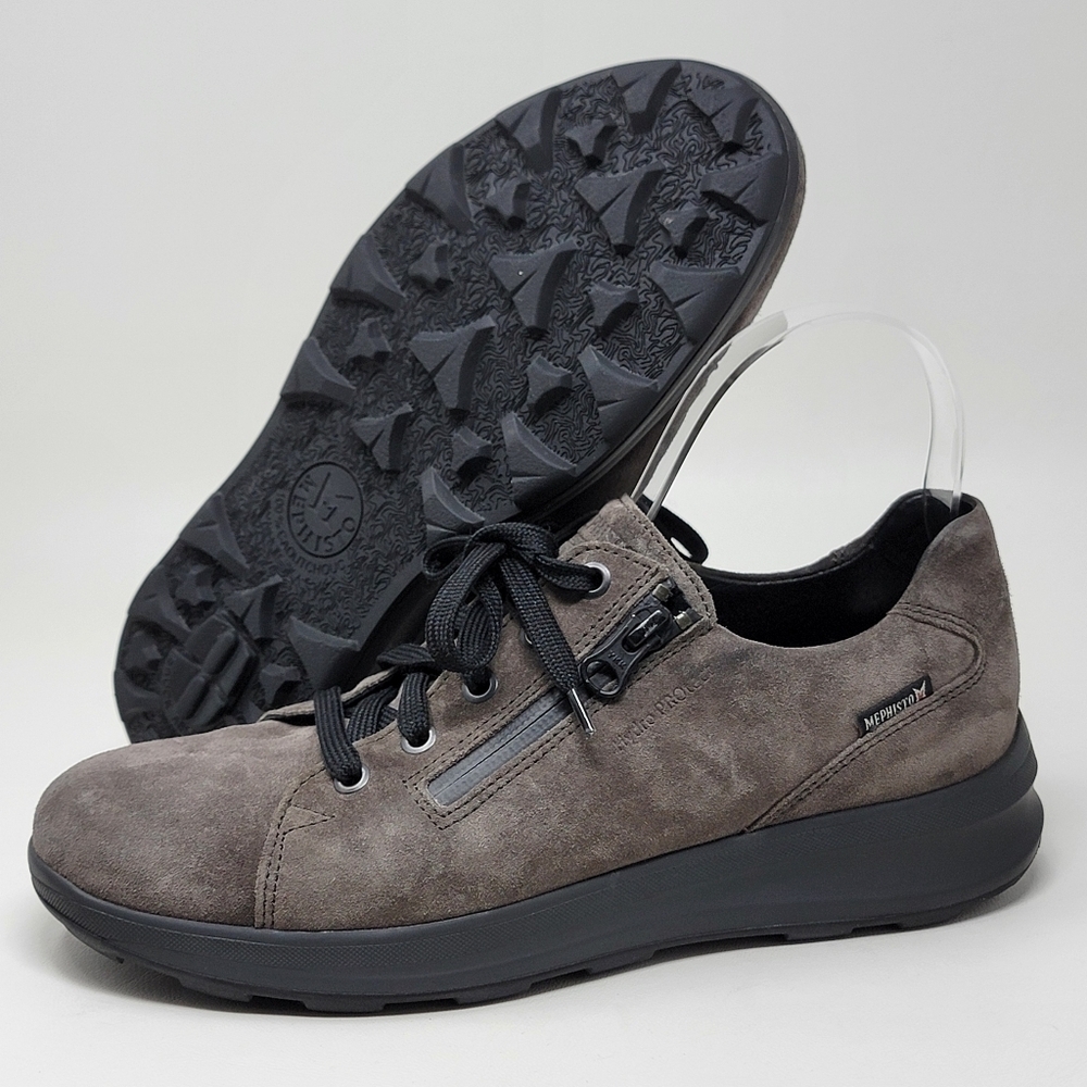 Mephisto Vally Shoes Sneakers Waterproof Walking Zip Gray Suede Womens Size 8.5